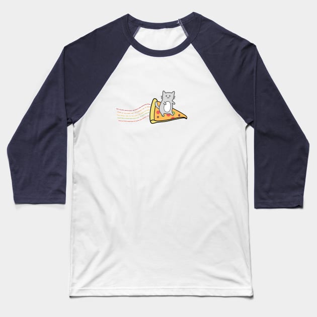 Pizza surfing Cat in Space Baseball T-Shirt by awesomesaucebysandy